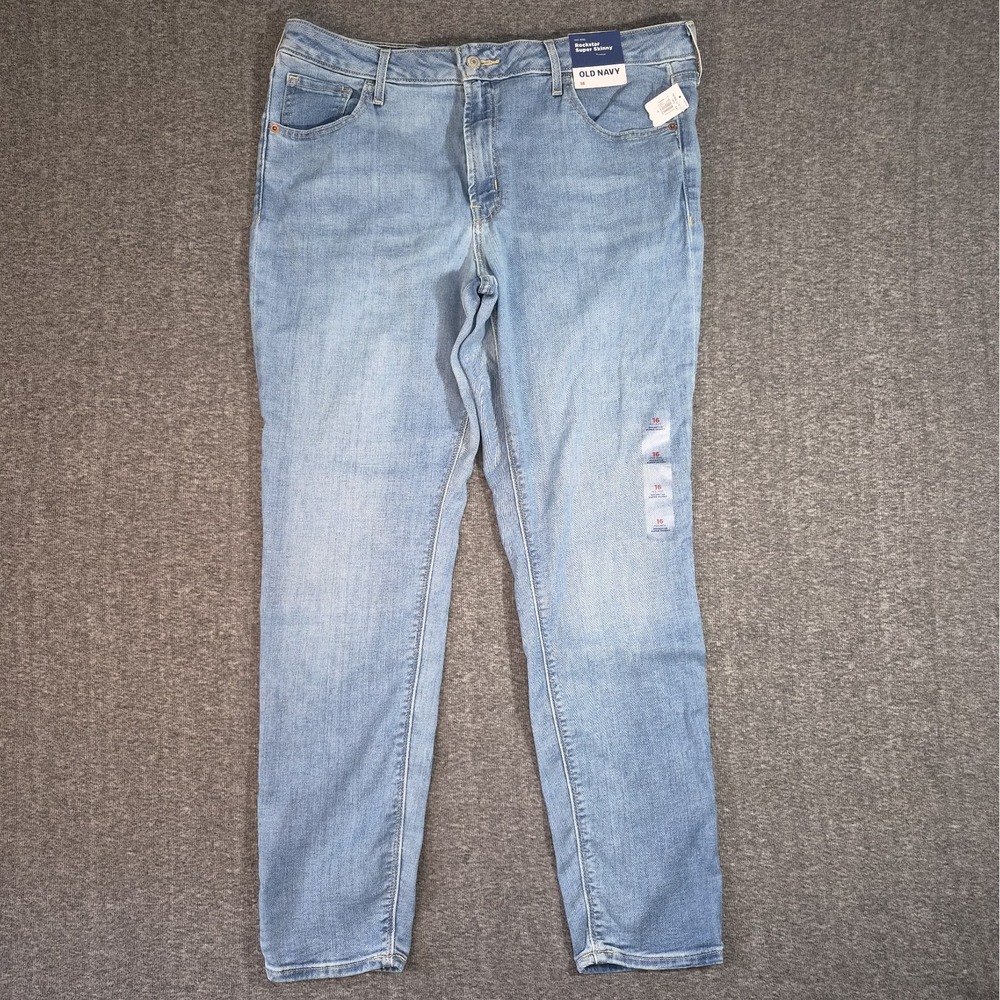 NWT Old Navy Rockstar Super Skinny Mid Rise Jeans Womens Light Wash Stretch 16